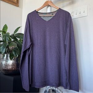 Robert Graham Sweater Sz 2XL V Neck Cotton Mens Purple Lightweight Preppy Casual